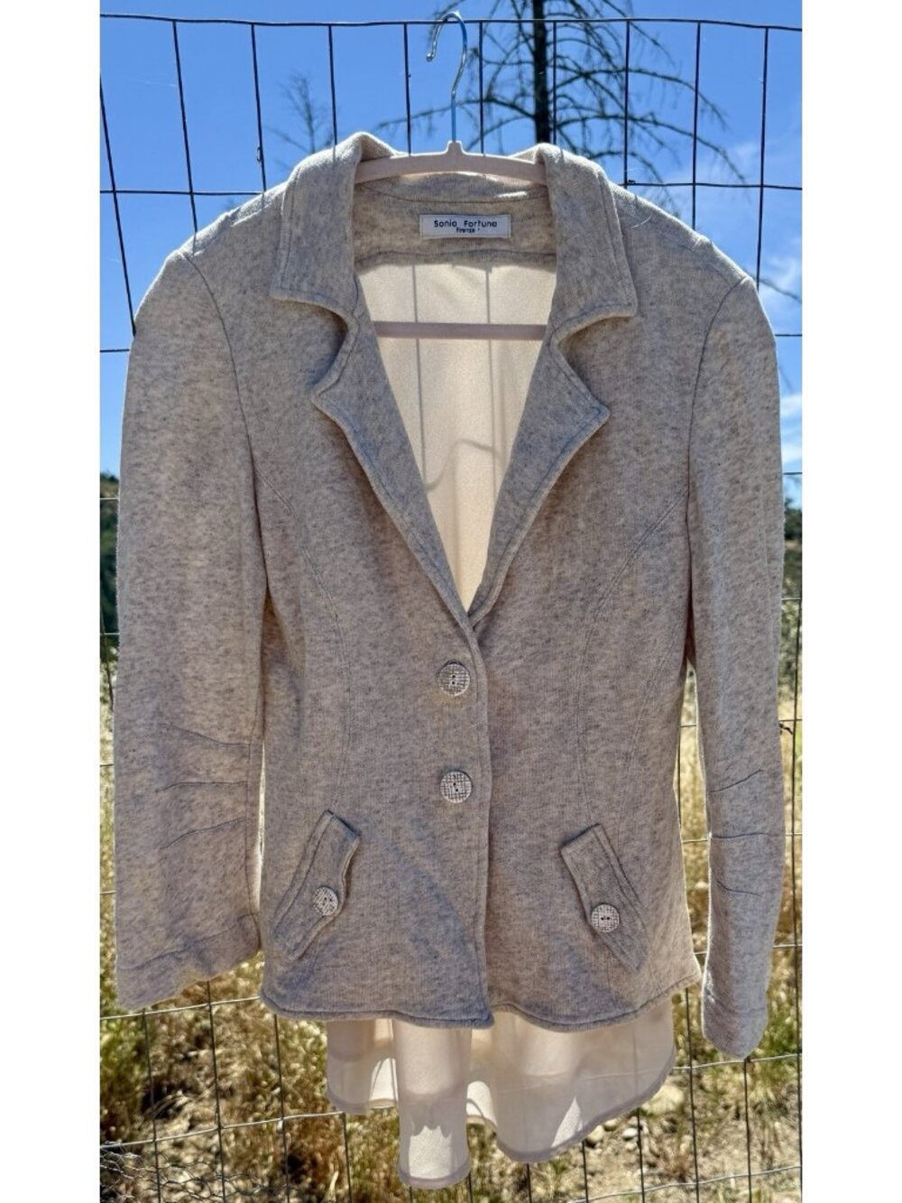 Sonia Fortuna Firenze Jacket Sheer Back Y2K Beige Women’s L Cotton/Flax Blend